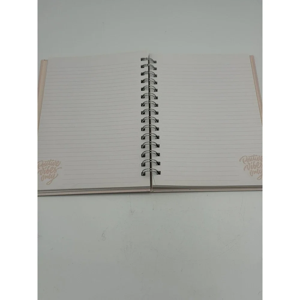 Positive Vibes Only Spiral Journal Notebook- Pink Cardboard Cover